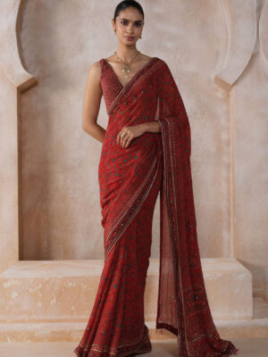 Alouette Chiffon Saree - Red