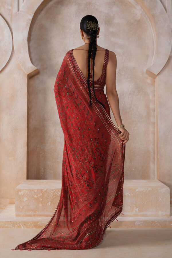Alouette Chiffon Saree - Red