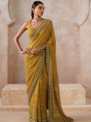 Alenka Chiffon Saree - Yellow