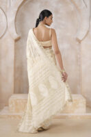 Sharika Hand-embroidered Chikankari Silk Saree - Beige