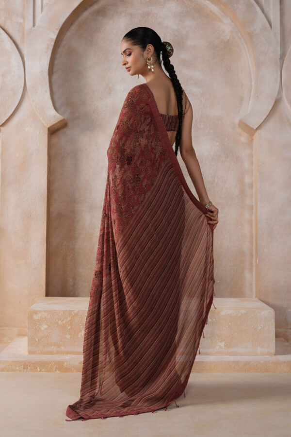 Onerva Chiffon Saree - Pink