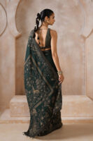 Anaiza Sequin Chiffon Saree - Green