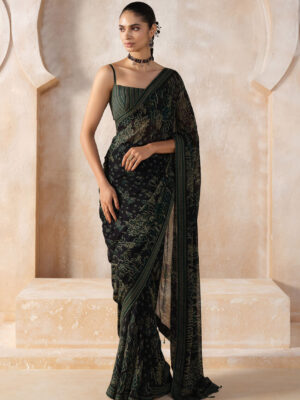 Tanairi Chiffon Saree - Black
