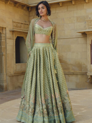 Fareeha Lehenga Set - Sage
