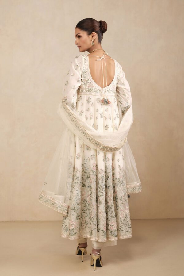 Zohra Embroidered Mul Anarkali Suit Set - Ivory