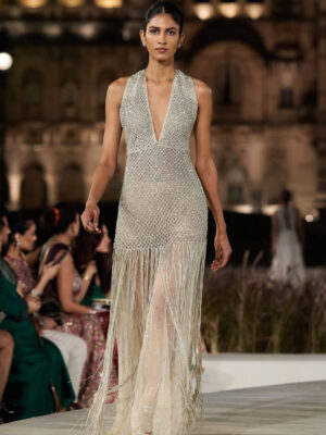 Ophrys Embroidered Macrame Gown - Gold