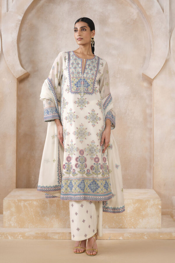 Alvia Embroidered Mul Suit Set - Multi