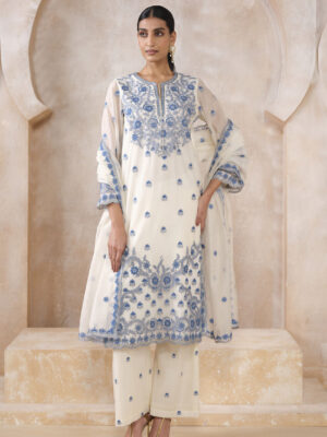 Elah Embroidered Mul Suit Set - White