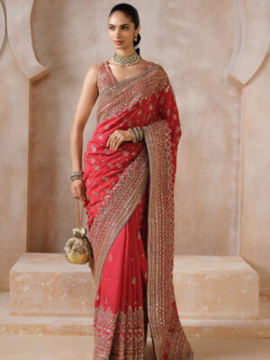 Manjara Gota Patti Silk Saree - Red