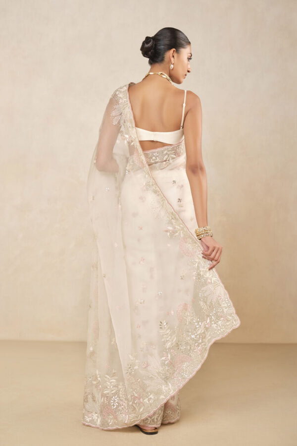Earthbreeze Embroidered Silk Saree - Ivory