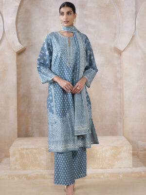 Miral Silk Suit Set - Blue