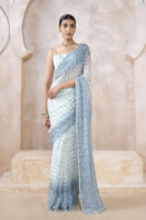 Midori Sequin Chiffon Saree - White