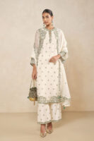 Aisha Embroidered Mul Kurta Set - Ivory