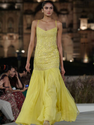 Floralis Embroidered Gown - Yellow