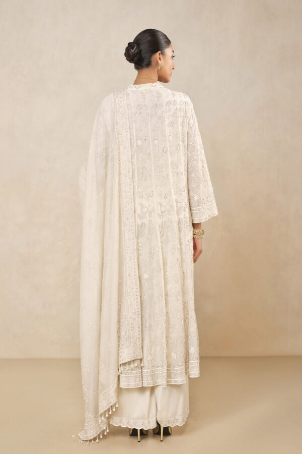 Nour Embroidered Mul Palazzo Set - Ivory