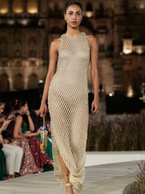 Lucinda Macrame Gown - Gold