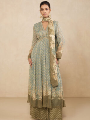 Asma Anarkali Suit Set - Blue