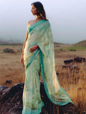Suki Bemberg Saree - Aqua