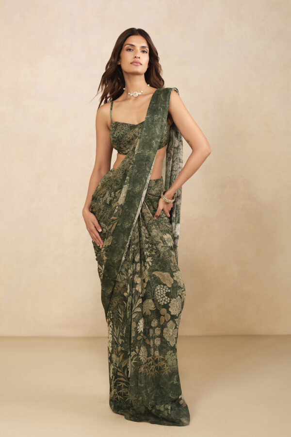 Esma Pre-draped Saree - Green