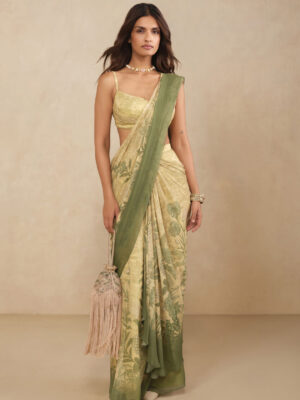 Esma Pre-draped Saree - Yellow